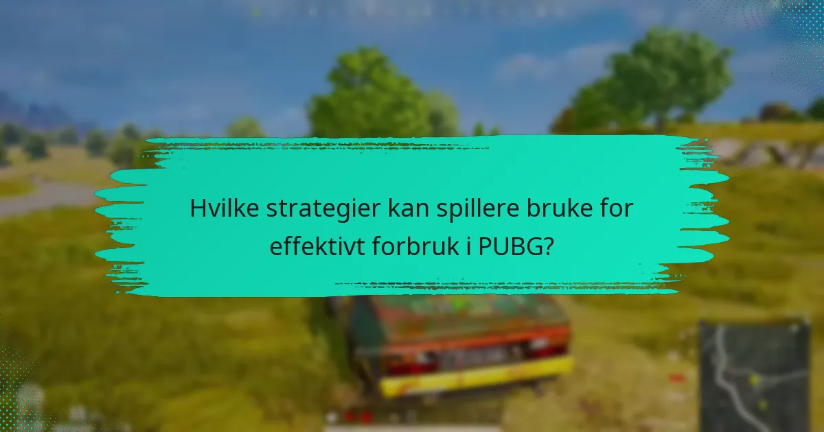 Hvilke strategier kan spillere bruke for effektivt forbruk i PUBG?